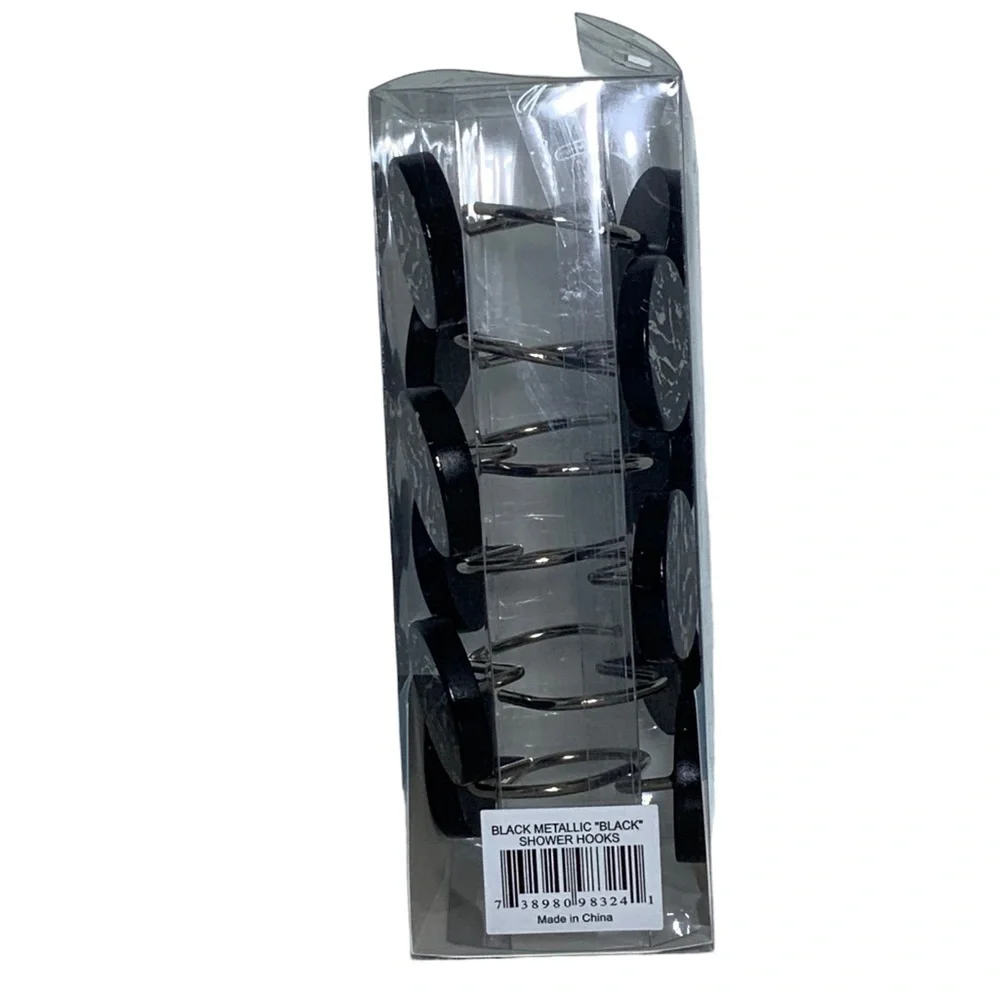 Today’s Living Black Marble Silver Metallic Silver Elite Shower Curtain Hooks